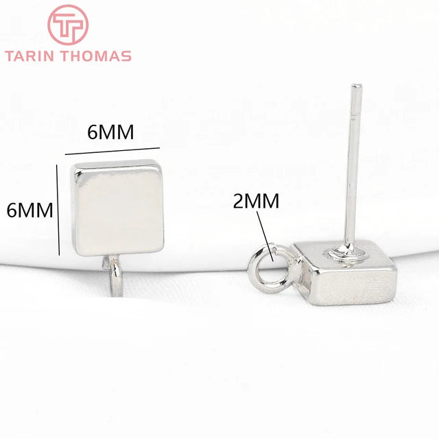 Hochwertige DIY-Schmuckzubehör Großhandel - Quadratische Ohrstecker aus Messing in Goldfarbe (10 Stück)