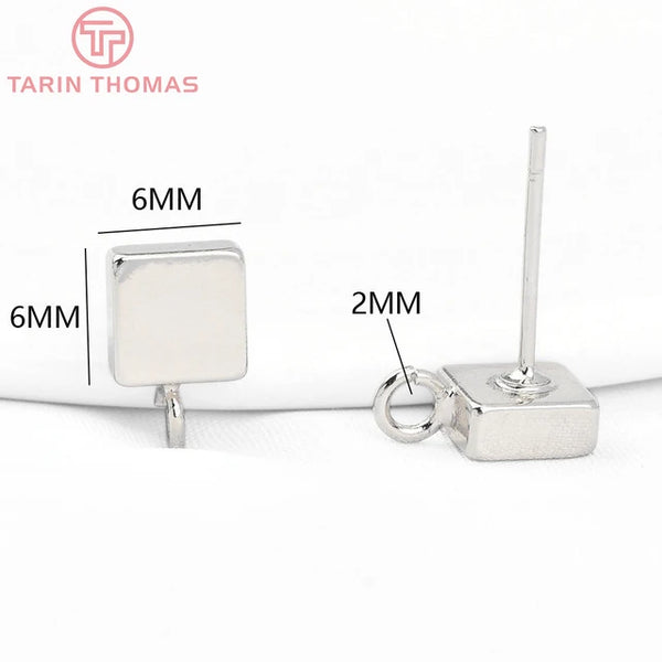 Hochwertige DIY-Schmuckzubehör Großhandel - Quadratische Ohrstecker aus Messing in Goldfarbe (10 Stück)