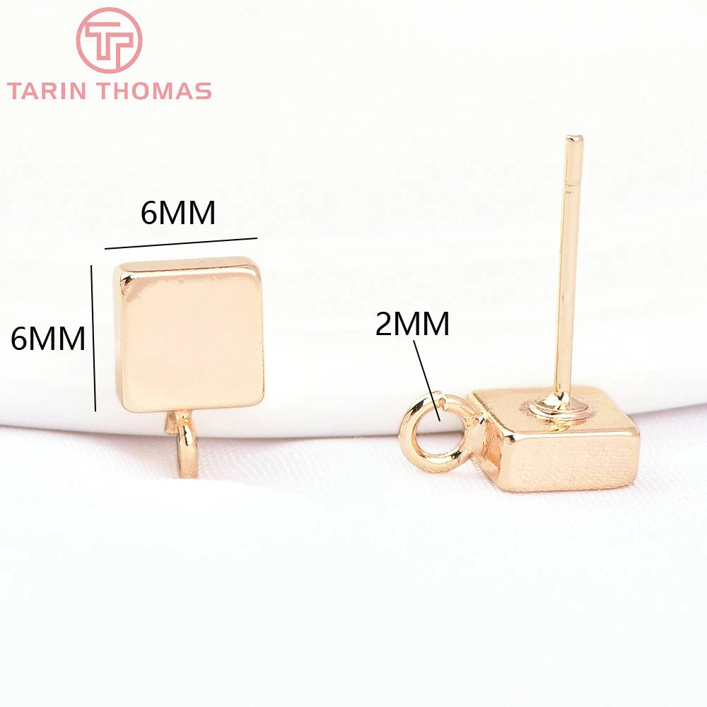 Hochwertige DIY-Schmuckzubehör Großhandel - Quadratische Ohrstecker aus Messing in Goldfarbe (10 Stück)
