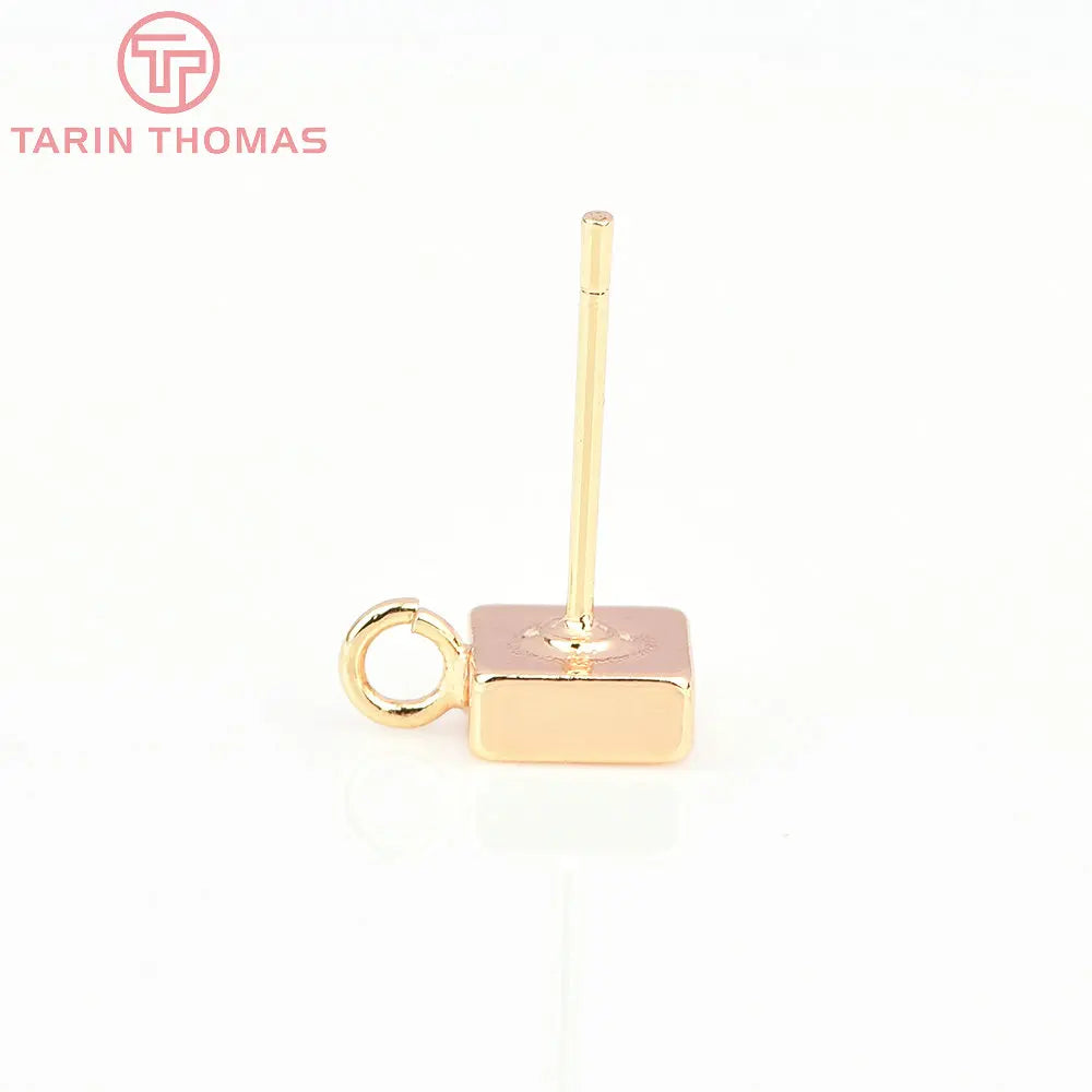 Hochwertige DIY-Schmuckzubehör Großhandel - Quadratische Ohrstecker aus Messing in Goldfarbe (10 Stück)