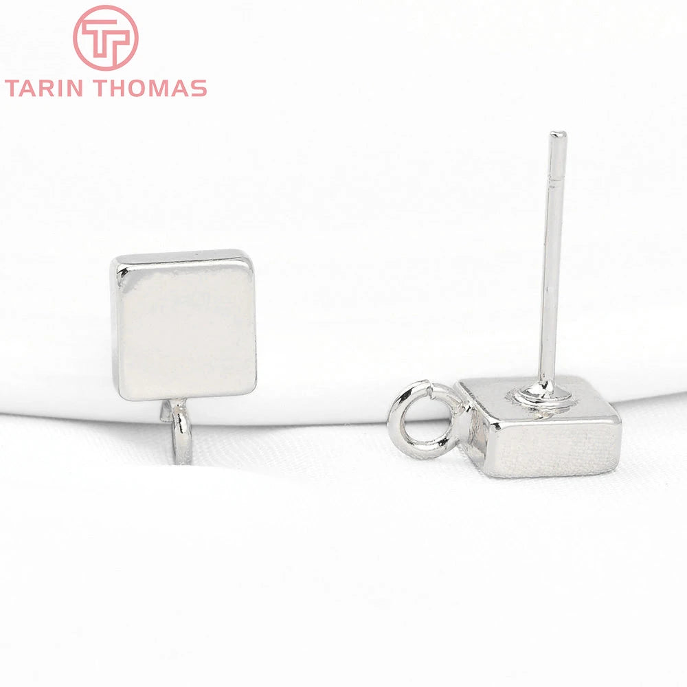 Hochwertige DIY-Schmuckzubehör Großhandel - Quadratische Ohrstecker aus Messing in Goldfarbe (10 Stück)