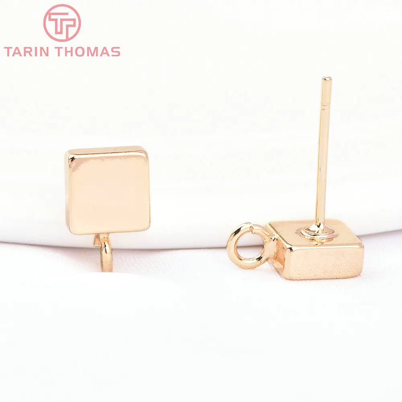 Hochwertige DIY-Schmuckzubehör Großhandel - Quadratische Ohrstecker aus Messing in Goldfarbe (10 Stück)