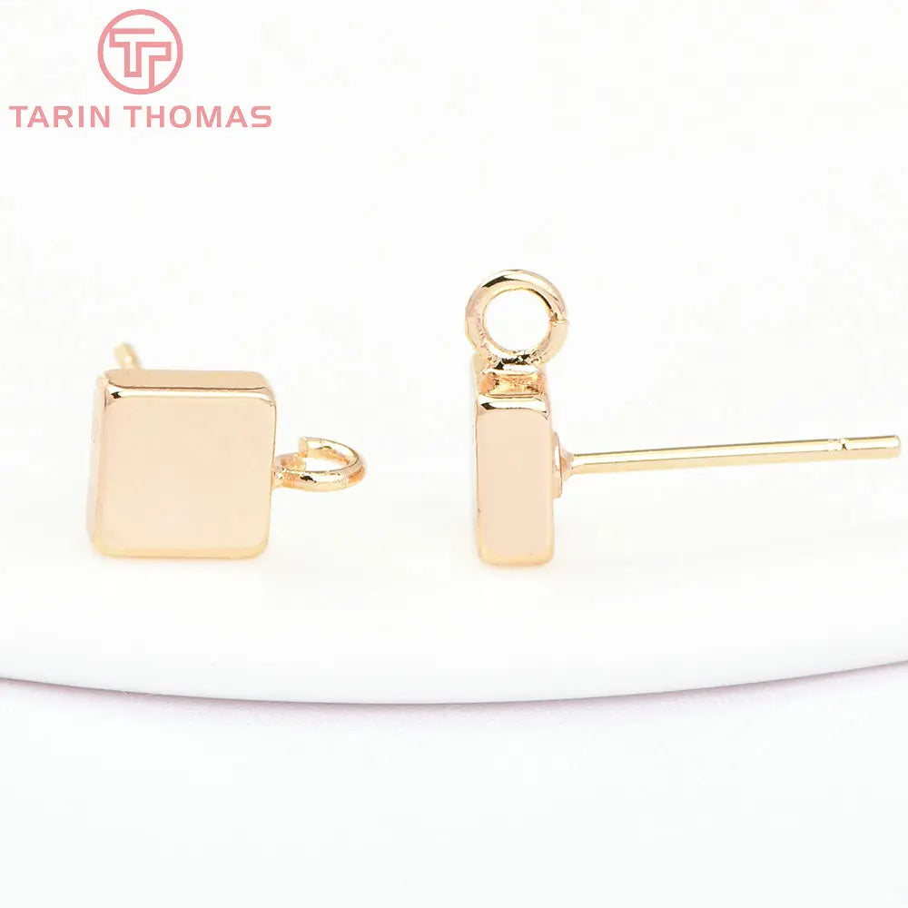 Hochwertige DIY-Schmuckzubehör Großhandel - Quadratische Ohrstecker aus Messing in Goldfarbe (10 Stück)