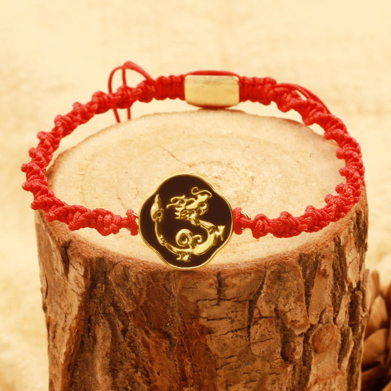 Chavri tibetisches handgefertigtes Drachenschutz-Armband mit roter Schnur