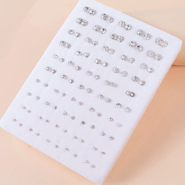 Kristall Ohrstecker Set für Damen - 36 Paare in Silberfarbe - Schmuckset für Mädchen - Partygeschenke