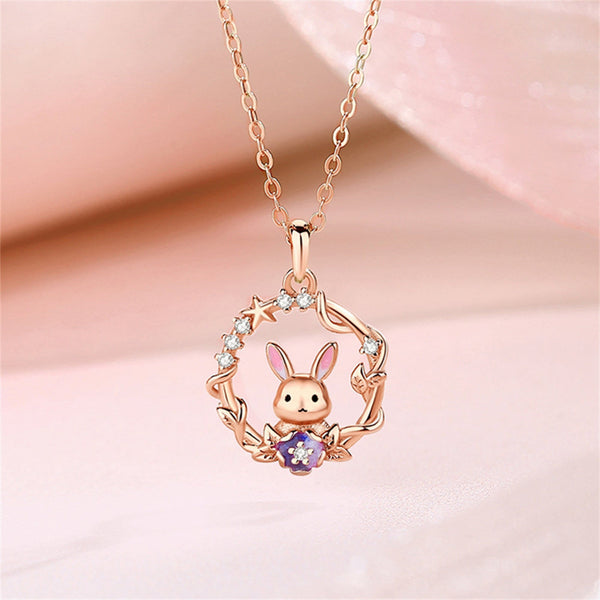 Süße Kranzhasen Roségold Armband Halskette
