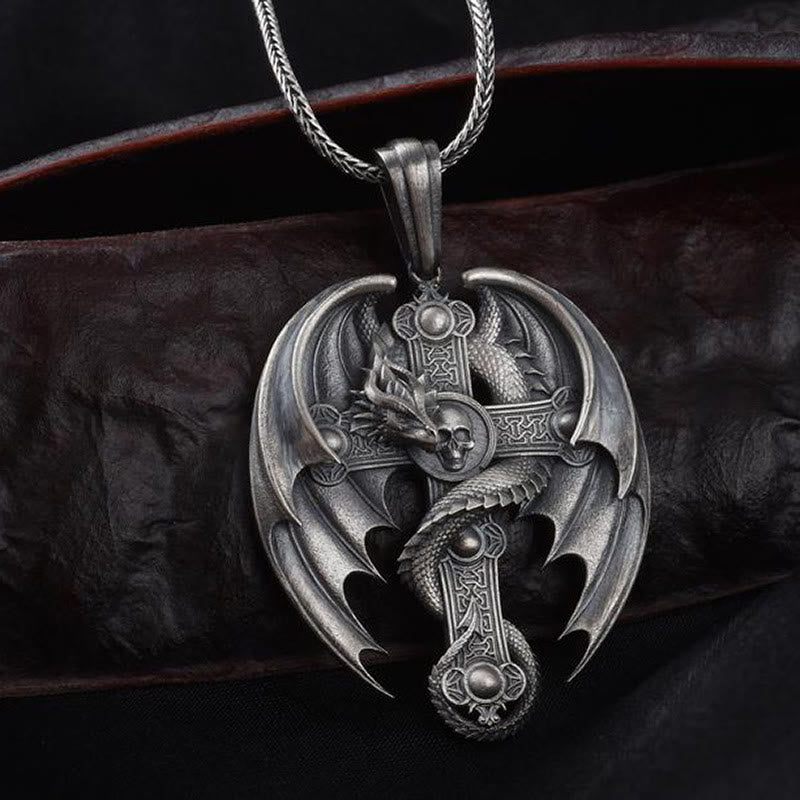 Faith Energy Cross Dragon Schädel Retro Halskette