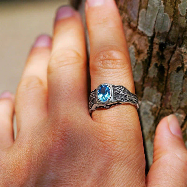 Buddhi Mudra Swiss Blue Topaz Ring