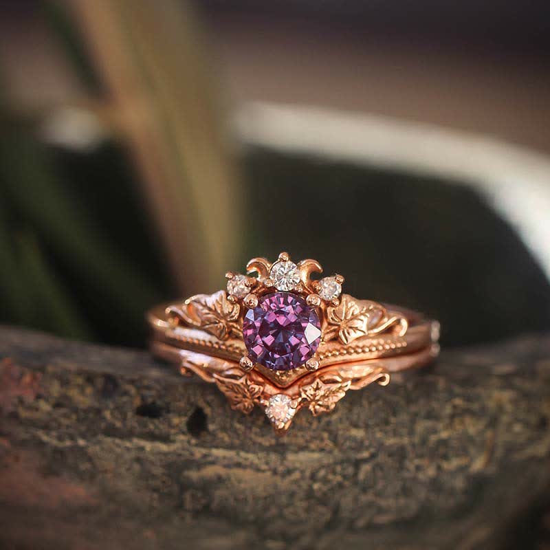 Alexandrite Emerald Natürlicher Kristallring