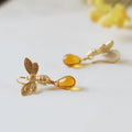 Biene Topaz Honey Drop Bernsteinohrringe Halskette