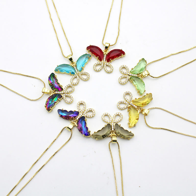 Kristallglas Schmetterling Halskette