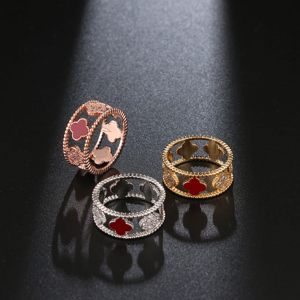 Kreativer Vier Blattklee Lucky Ring