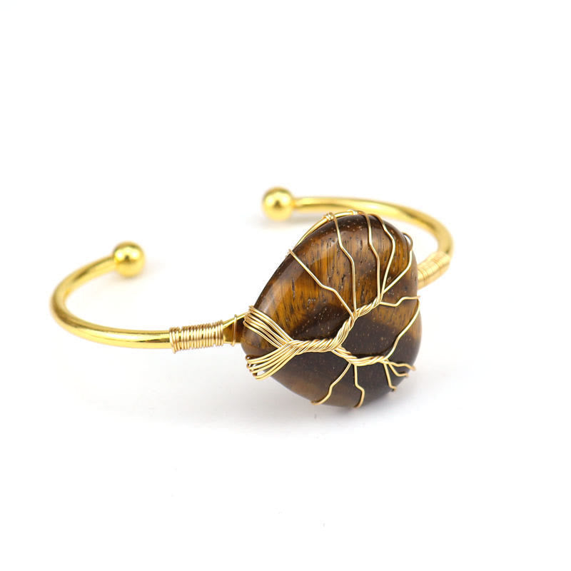 Goldkupferdrahtgewickelte Natürliche Herzform -Kristallarmband