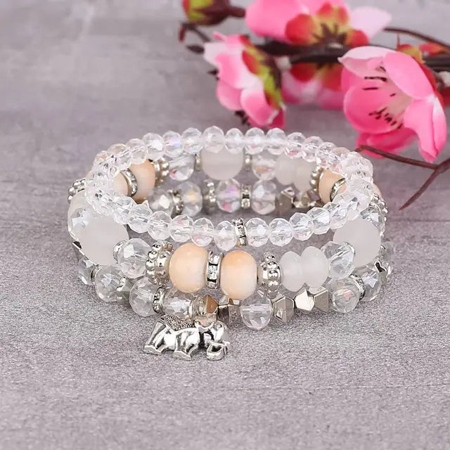 Böhmische rosa Schmetterlings-Anhänger-Charm-Perlen-Armbänder