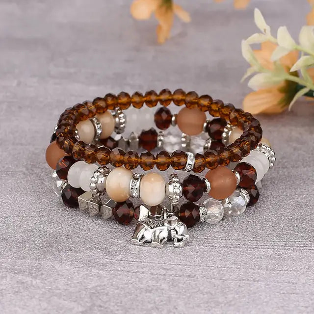 Böhmische rosa Schmetterlings-Anhänger-Charm-Perlen-Armbänder