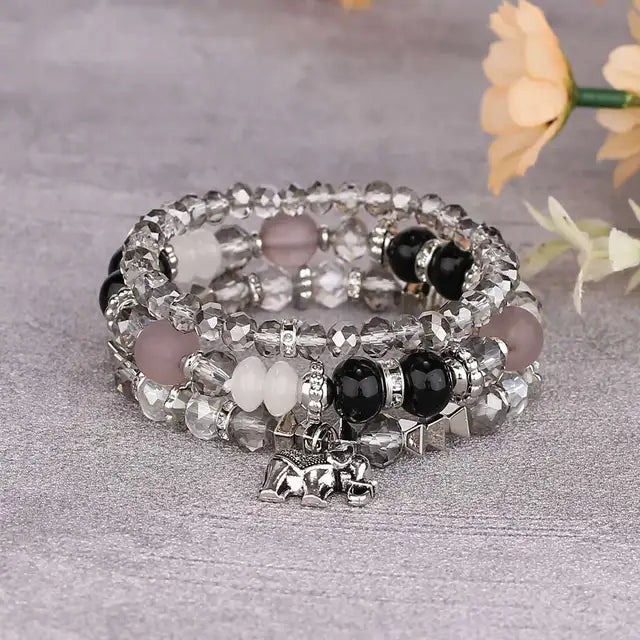 Böhmische rosa Schmetterlings-Anhänger-Charm-Perlen-Armbänder