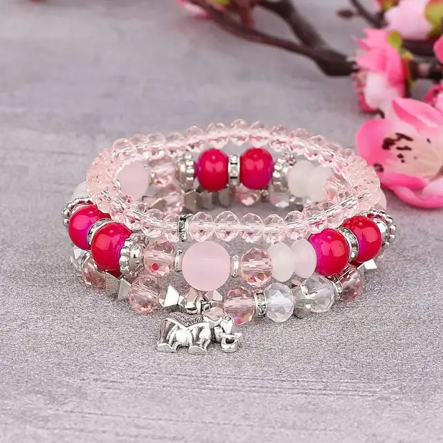 Böhmische rosa Schmetterlings-Anhänger-Charm-Perlen-Armbänder