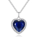 Herz Des Ozeanblauen Saphirs 925 Sterling Silber Solitaire Anhänger Halskette