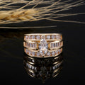 Kupfer Asphaltierte Zirkonia Luxuriöse Damen Ring