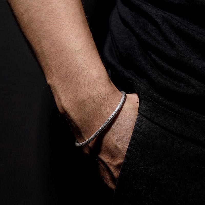 Chavri tibetisches Herz-Sutra-Glücksarmband aus weißem Kupfer