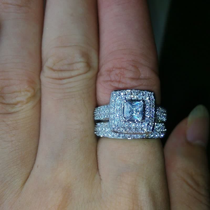 Kubisch Weißer Zirkon Glänzender Prinzessinring