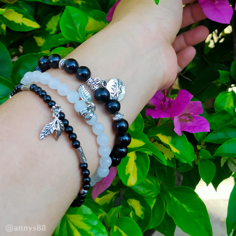 Chavri 3PCS natürliches Quarzkristall-Perlen-Heilenergie-Lotus-Armband