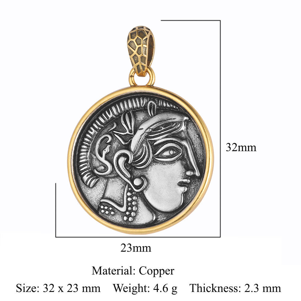 Französische Vintage Antike Bronzemünze Anhänger Halskette