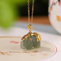 Chavri 925 Sterling Silber Jade Elefant Segen Glück Halskette Kettenanhänger