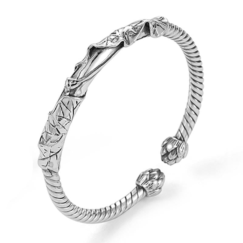 Chavri tibetisches Lotus-Armband aus weißem Kupfer
