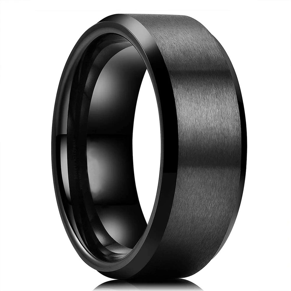 Mode Männer 8Mm Gold Farbe Nut Abgeschrägte Kante Wolfram Hochzeit Carbon Faser Ring Punk Zahnrad Edelstahl Ring für Männer