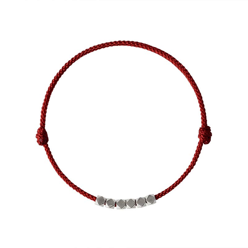 Chavri Fußkettchen aus 925er-Sterlingsilber, rote Schnur, geflochtenes Armband