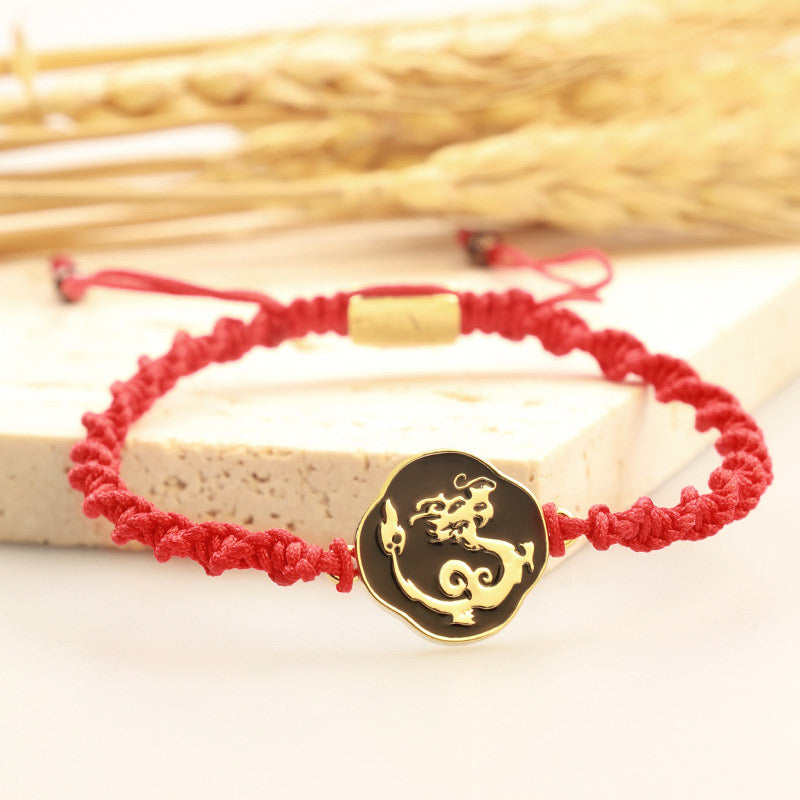 Chavri tibetisches handgefertigtes Drachenschutz-Armband mit roter Schnur