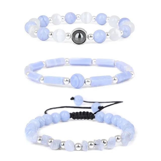 Amethyst Armband Set zur Körperreinigung für Gewichtsverlust, Yoga und Meditation - Heilstein-Schmuck für Frauen und Männer