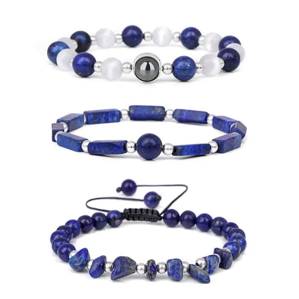 Amethyst Armband Set zur Körperreinigung für Gewichtsverlust, Yoga und Meditation - Heilstein-Schmuck für Frauen und Männer