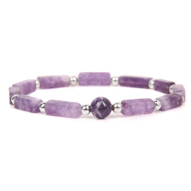 Amethyst Armband Set zur Körperreinigung für Gewichtsverlust, Yoga und Meditation - Heilstein-Schmuck für Frauen und Männer