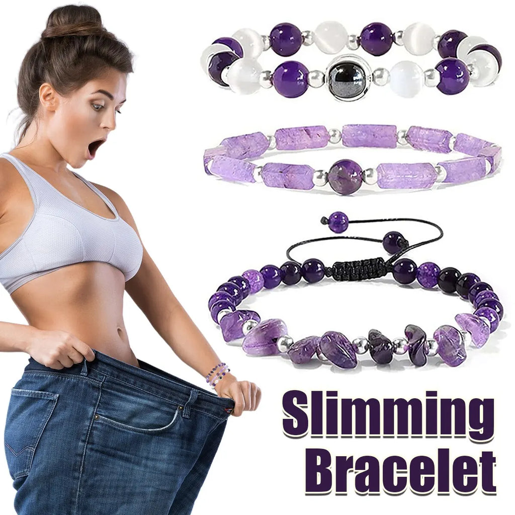 Amethyst Armband Set zur Körperreinigung für Gewichtsverlust, Yoga und Meditation - Heilstein-Schmuck für Frauen und Männer