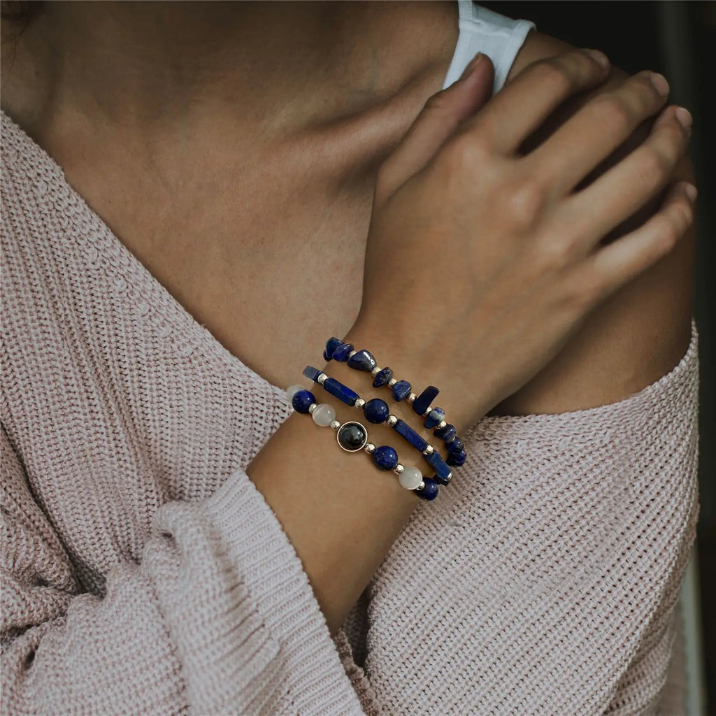 Amethyst Armband Set zur Körperreinigung für Gewichtsverlust, Yoga und Meditation - Heilstein-Schmuck für Frauen und Männer