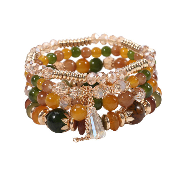 Boho-Armband mit Kristallperlen