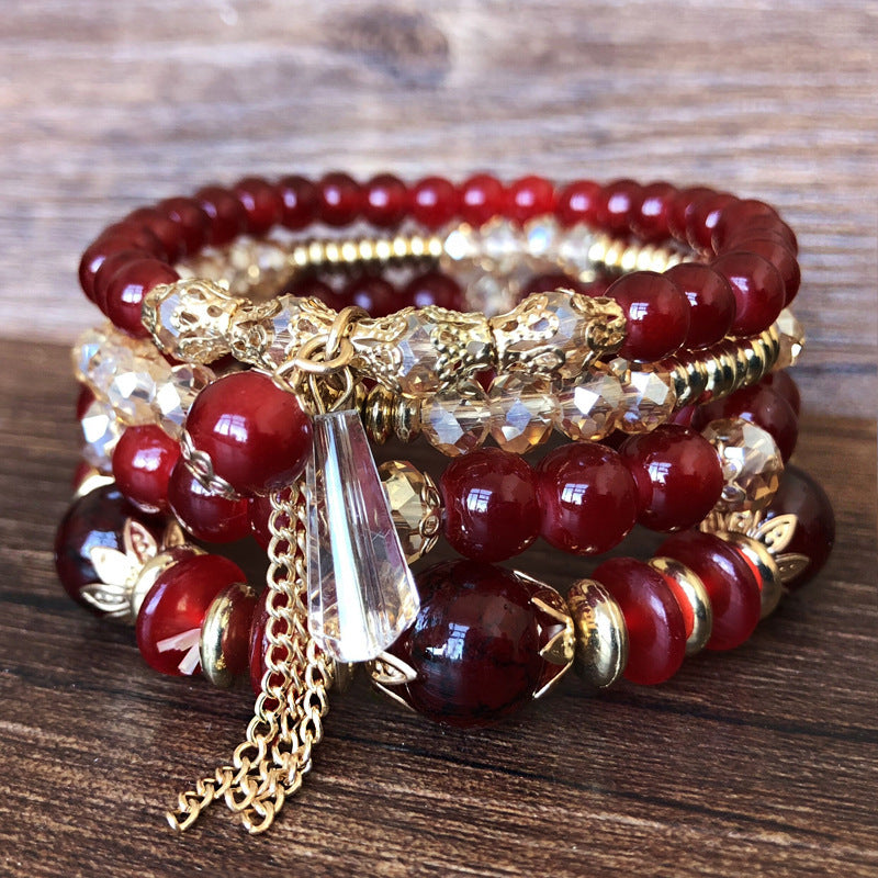 Boho-Armband mit Kristallperlen
