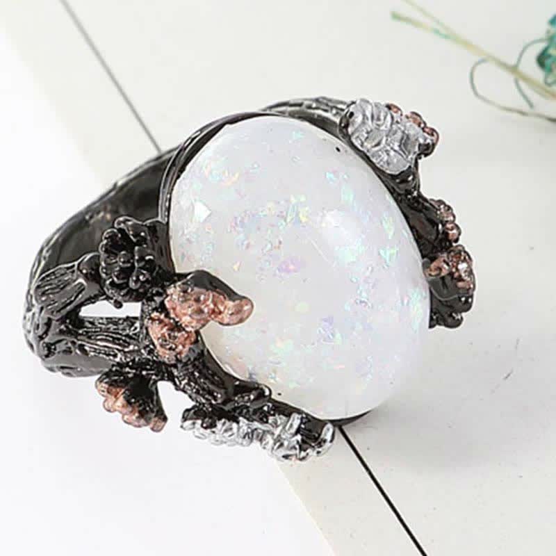 Mitternachtsblütenmagie Tree Opal Ring