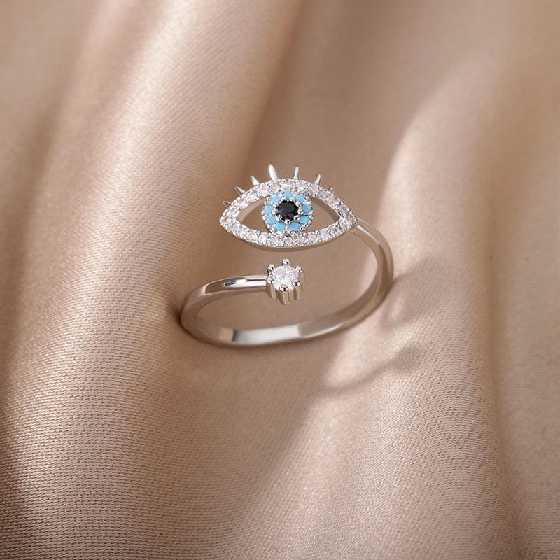 Evil Eye Diamond Verstellbarer Ring