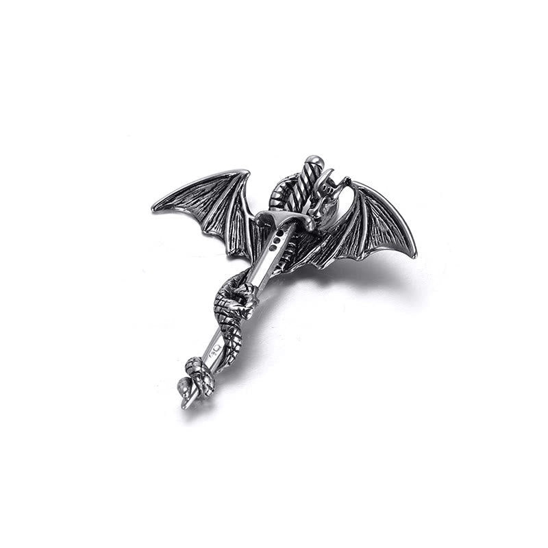 Klassische Vintage Warrior Dragon Schwert Halskette