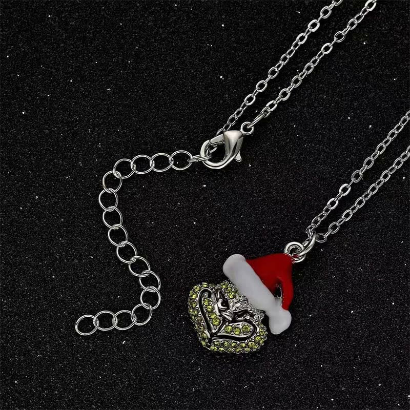 Weihnachtshut Herz Peridot Halskette Ohrringe
