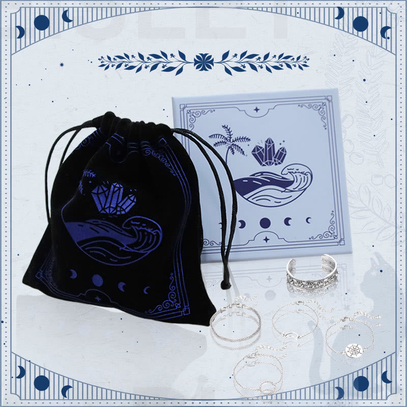 Frei Heute Elefant Totem Moon Kompass Geometrie 5 -Teiliges Armband Set