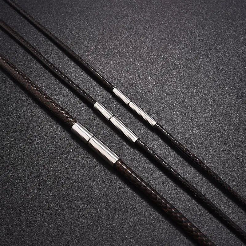 Schwarzer Lederhalskettenanhänger | Lederbandhalskette Anhänger