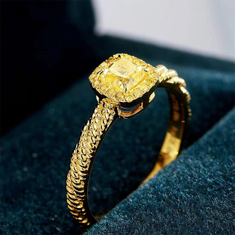 Kostenlos Heute Mondhelld Golden Kuss Kleiner Zuckerwürfel Citrin 18K Gold Plattiert Ring