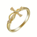 Licht Des Glaubenskreuzes Eingelegtes Zirkongoldenring