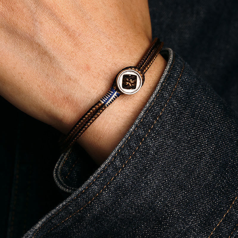 Handgefertigtes Chavri-Armband aus 925er-Sterlingsilber mit Knopfschutz