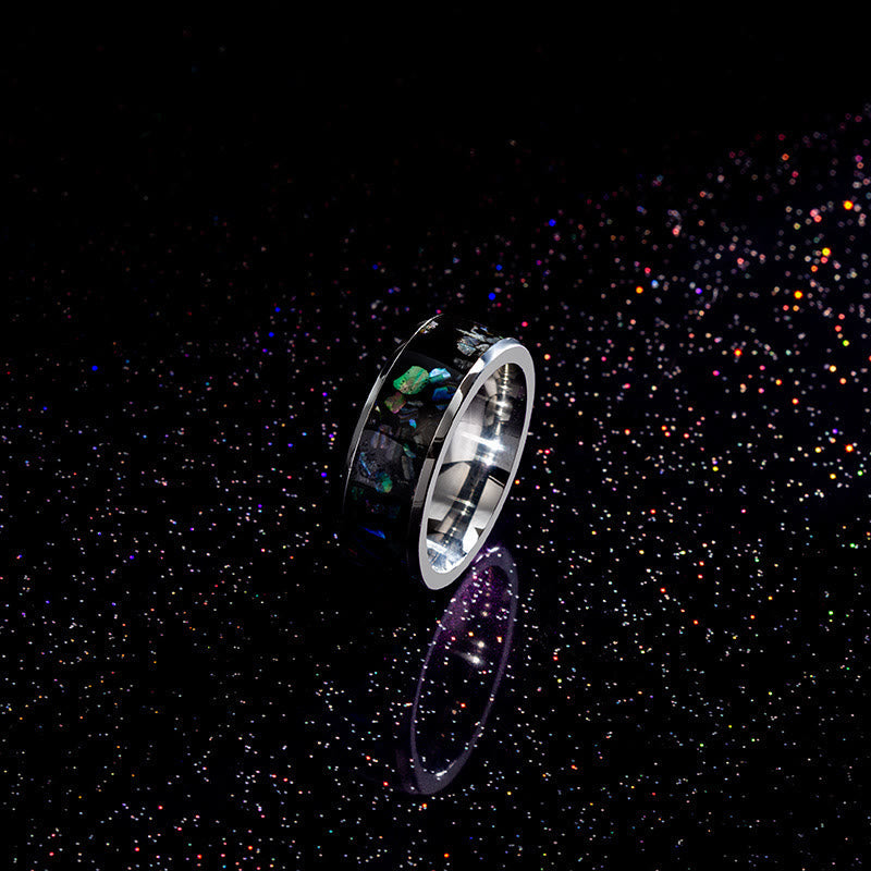 Zerkleinerter Opal Abalone Wolfram -Carbidring