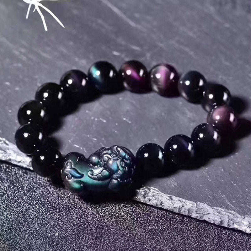 Chavri FengShui PiXiu Regenbogen-Obsidian-Glücksarmband